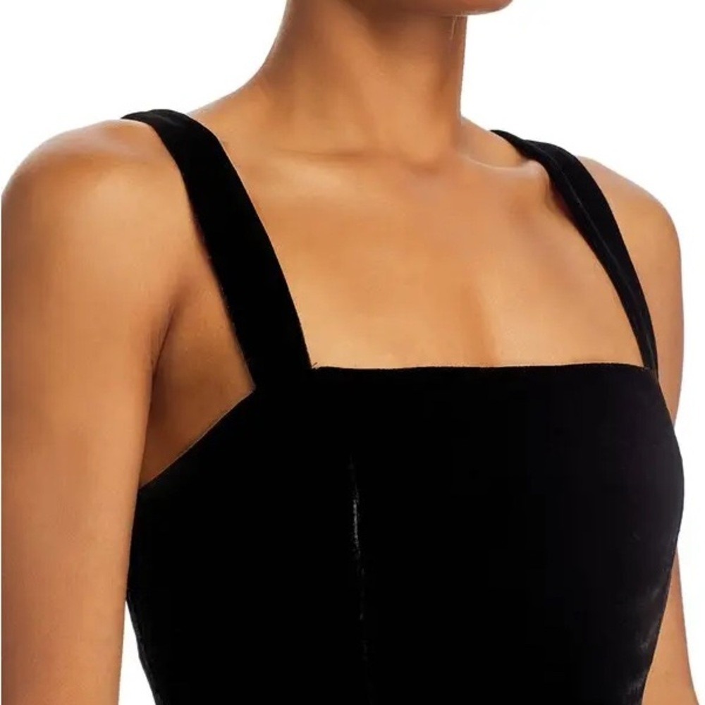 RHODE Georgina Color Block MIDI Dress US 2 Black Velvet Cream - Picture 13 of 14